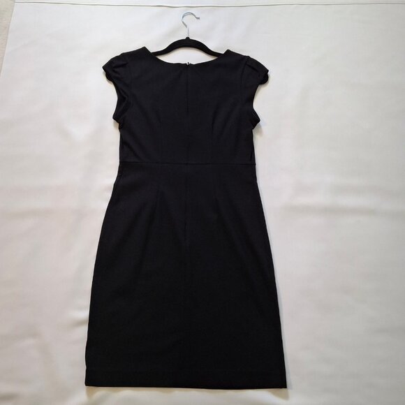 George Cap Sleeve Little Black Pencil Dress Size S Office Demure Sleek - Picture 6 of 12
